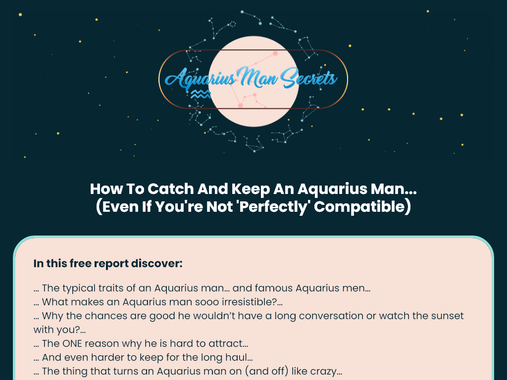 AQUARIUS MAN SECRETS REVIEW – CAN YOU TRULY CRACK HIS CODE IN 30 DAYS?