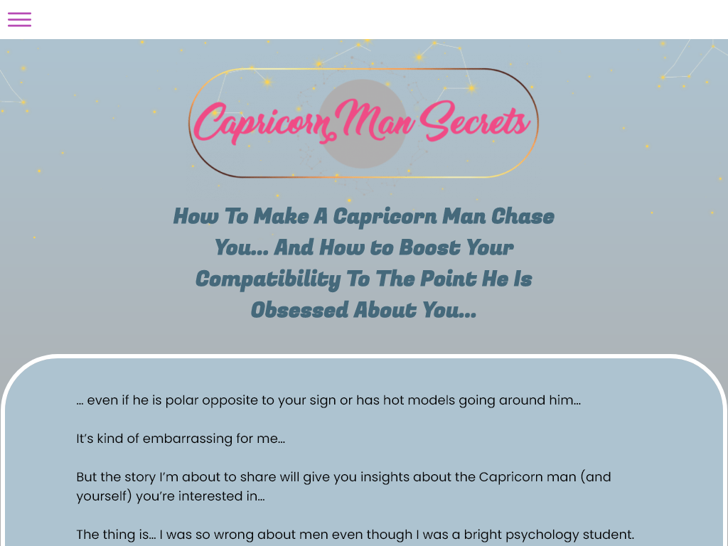 CAPRICORN MAN SECRETS REVIEW – MY 5 WEEK JOURNEY TO MASTERY