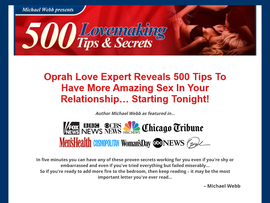 500 LOVEMAKING TIPS & SEX SECRETS REVIEW : MY MISTAKE CAN SAVE YOU