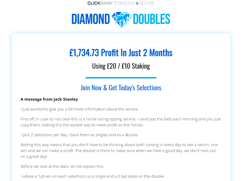 DIAMOND DOUBLES REVIEW – CAN THIS HORSE RACING SYSTEM REALLY BEAT THE BOOKIES?